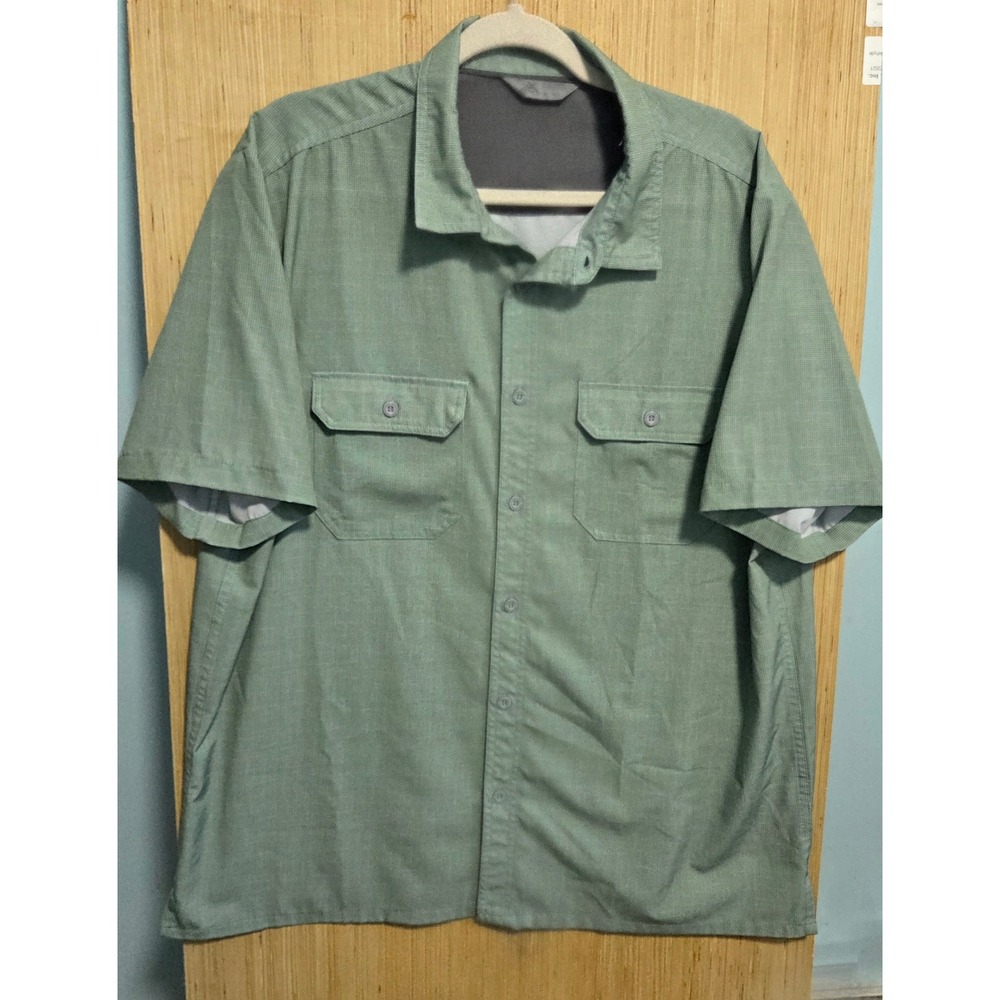 ZeroXposur Mens XL Sage Green Micro Check Short Sleeve Vented Fishing Shirt